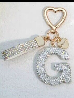 Shining Diamond Inlay 26 English Initial Letter Key Chain Car Bag Charm